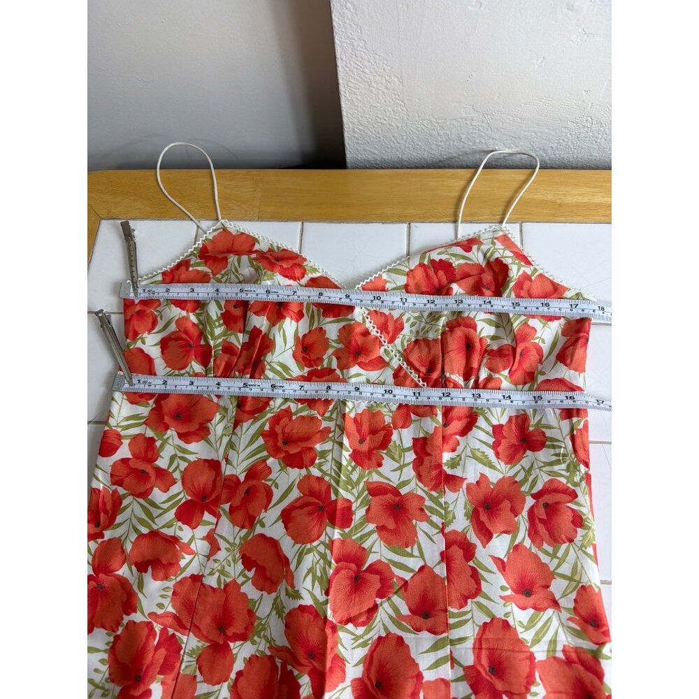 NWT Ann Taylor Coral-Red Poppy Floral Cotton  Summer Midi Dress  Size 10 - Picture 11 of 16